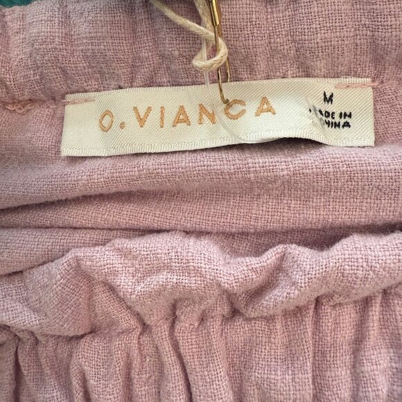 O.Vianca Short Sleeve Tie Front Crop Top Purple Size Medium NWT - Picture 5 of 5